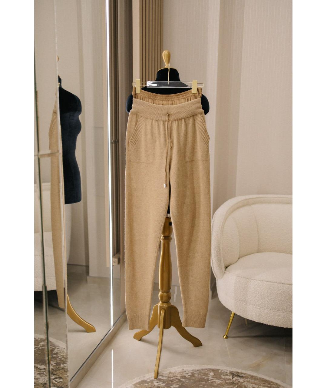 ERMANNO SCERVINO Бежевые шерстяные прямые брюки, фото 2