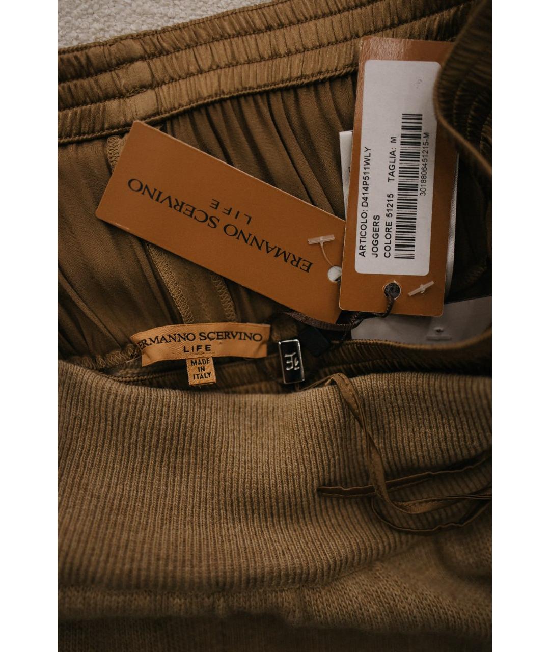 ERMANNO SCERVINO Бежевые шерстяные прямые брюки, фото 5