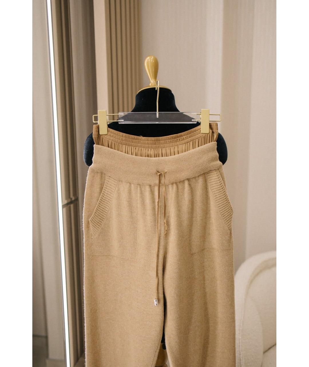 ERMANNO SCERVINO Бежевые шерстяные прямые брюки, фото 3