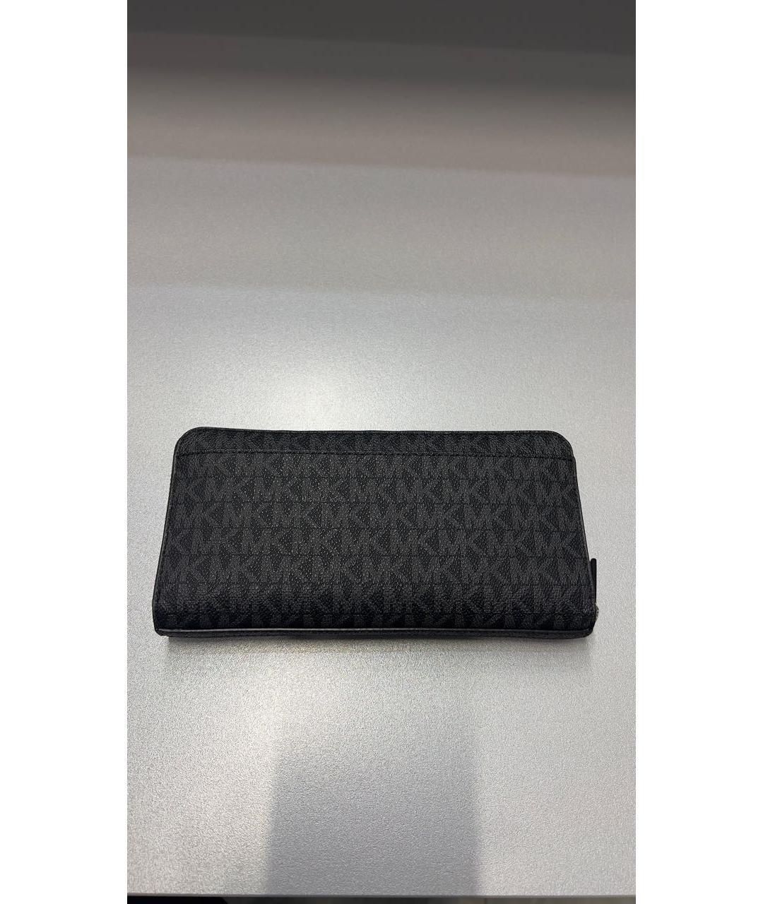 MICHAEL KORS Антрацитовый кожаный кошелек, фото 2