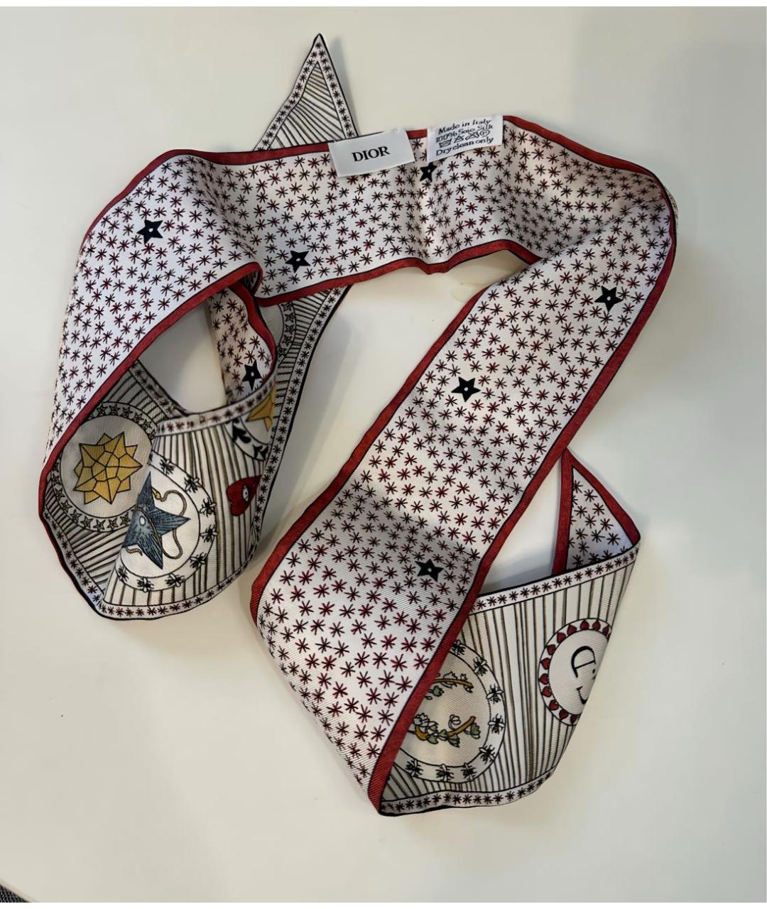 CHRISTIAN DIOR Бордовый шелковый шарф, фото 4