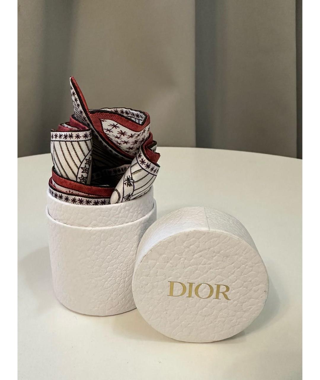 CHRISTIAN DIOR Бордовый шелковый шарф, фото 3