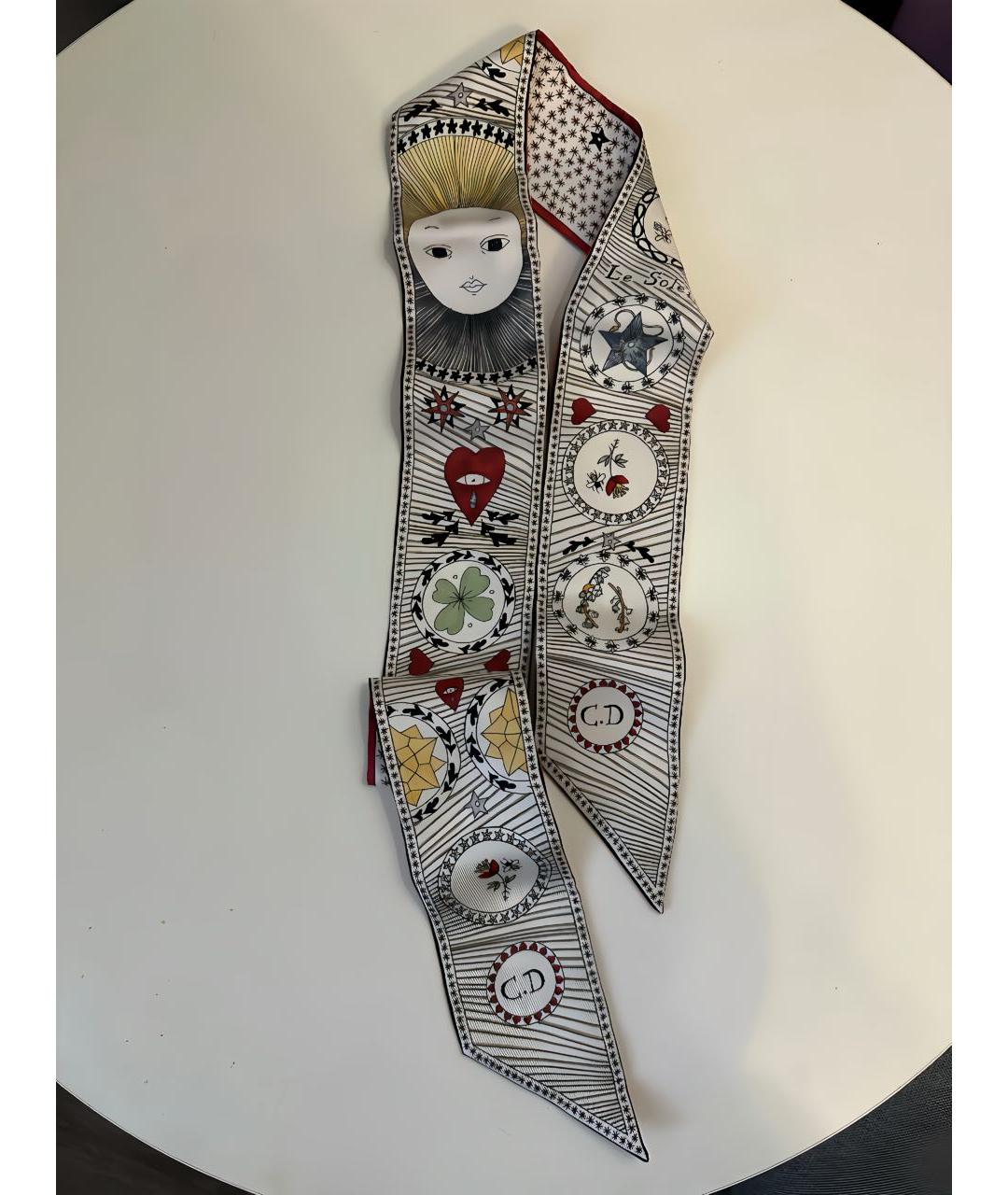 CHRISTIAN DIOR Бордовый шелковый шарф, фото 2