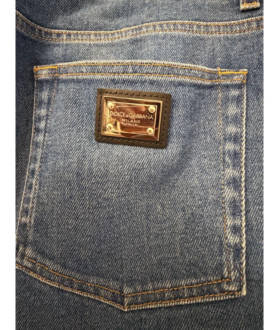 DOLCE&GABBANA Синие хлопко-эластановые прямые джинсы, фото 4