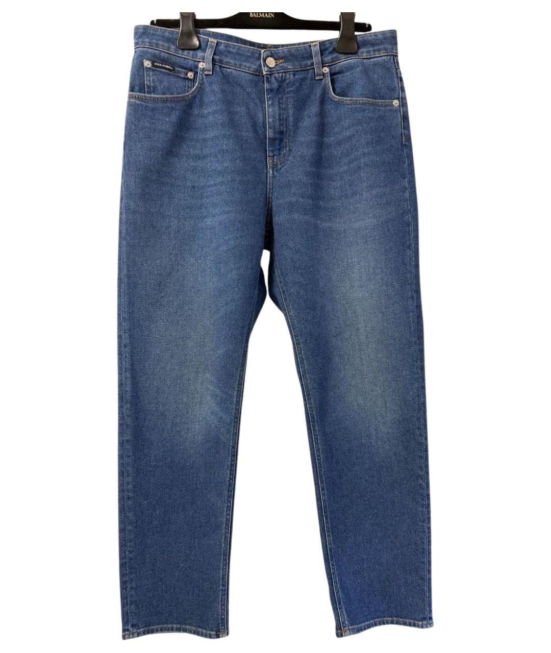 DOLCE&GABBANA Синие хлопко-эластановые прямые джинсы, фото 1