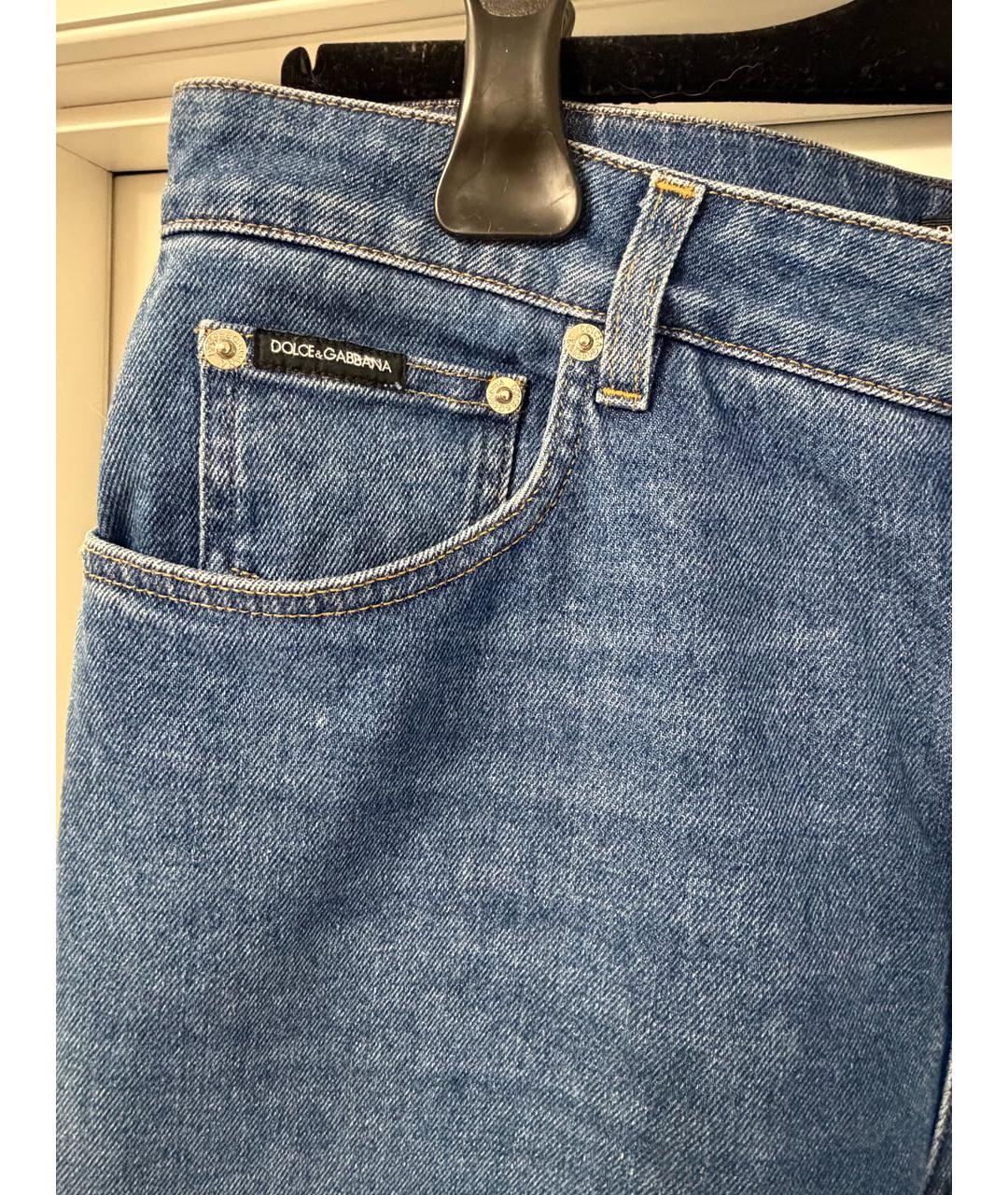 DOLCE&GABBANA Синие хлопко-эластановые прямые джинсы, фото 2