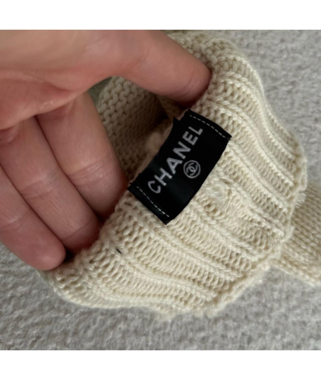 CHANEL Бежевые шерстяные митенки, фото 4