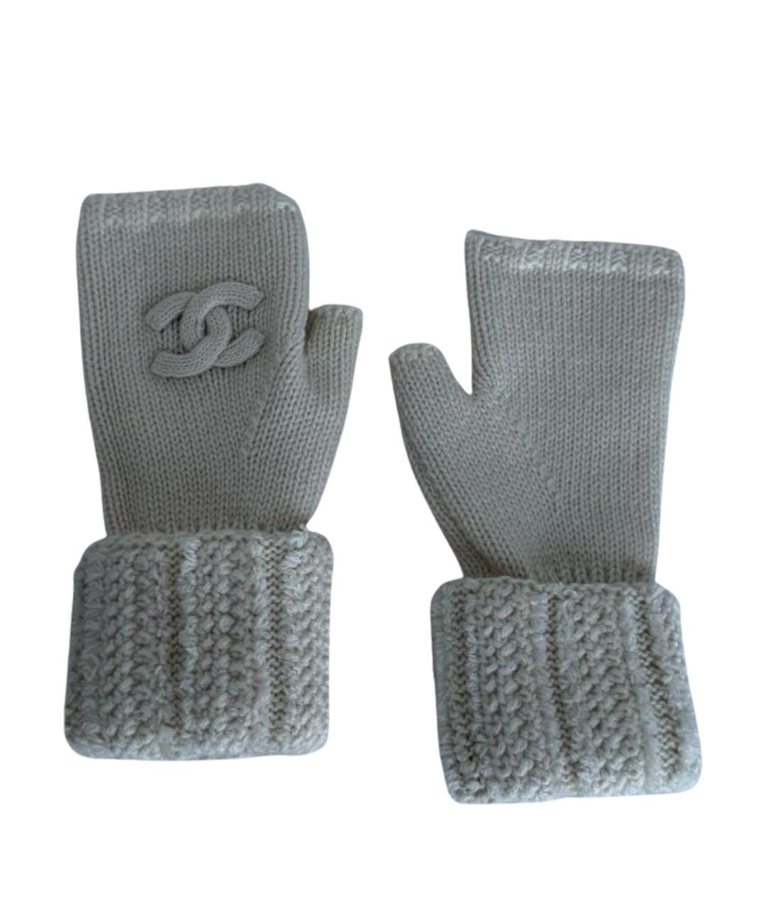 CHANEL Бежевые шерстяные митенки, фото 1