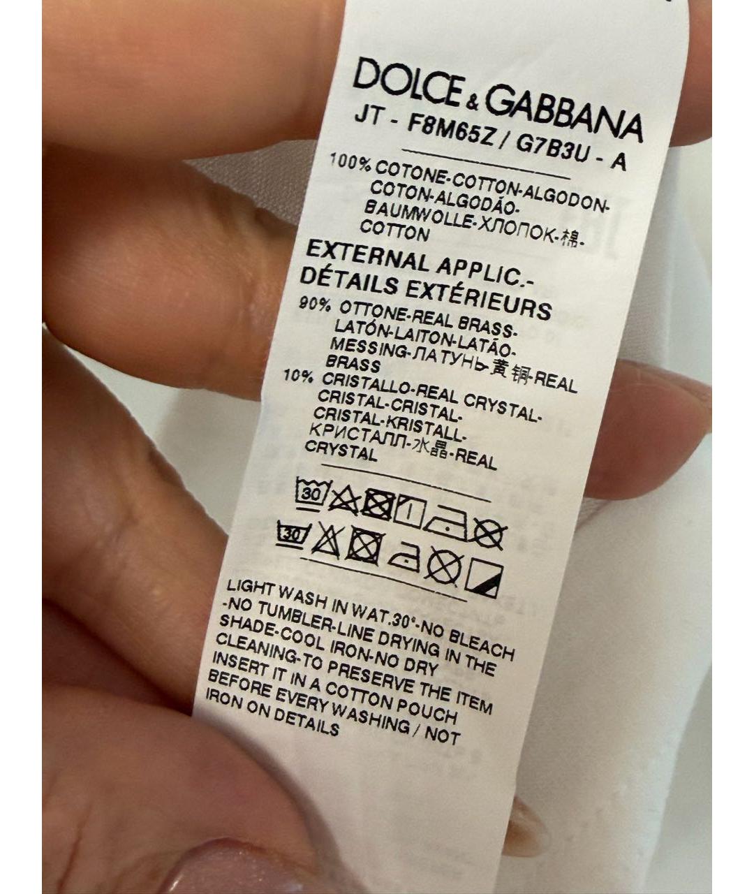 DOLCE&GABBANA Белая хлопковая футболка, фото 4