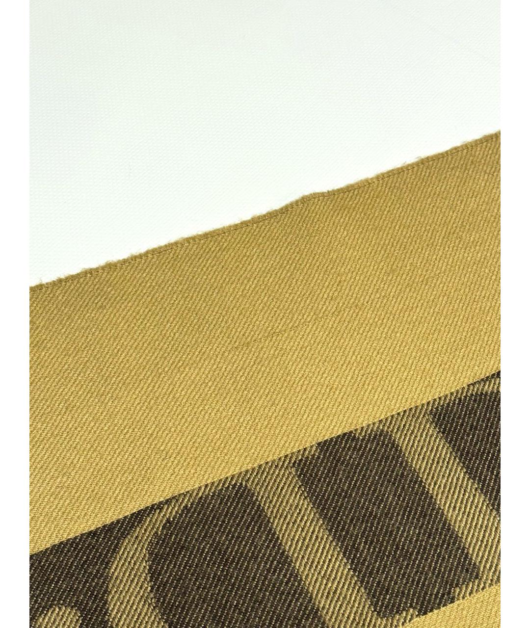 CHRISTIAN DIOR Коричневый шерстяной шарф, фото 8