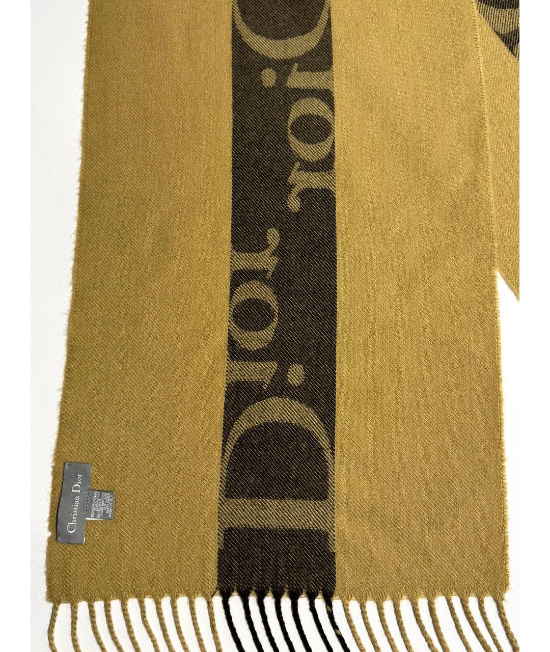 CHRISTIAN DIOR Коричневый шерстяной шарф, фото 3