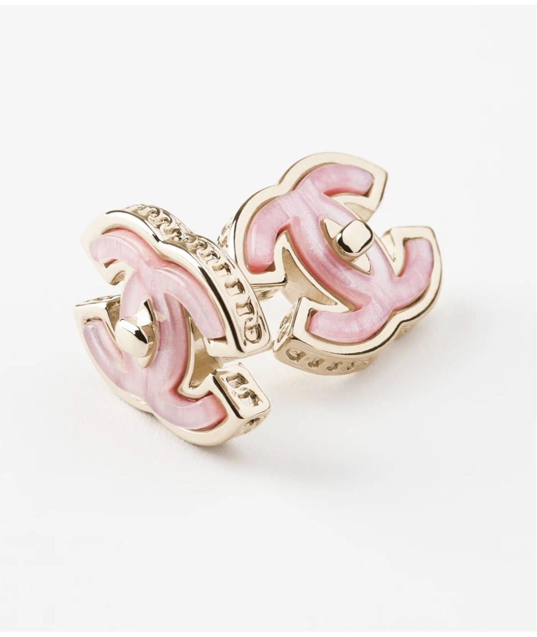 CHANEL Розовые металлические серьги, фото 2