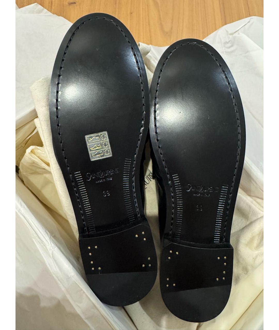 SAINT LAURENT Черные лоферы из лакированной кожи, фото 4