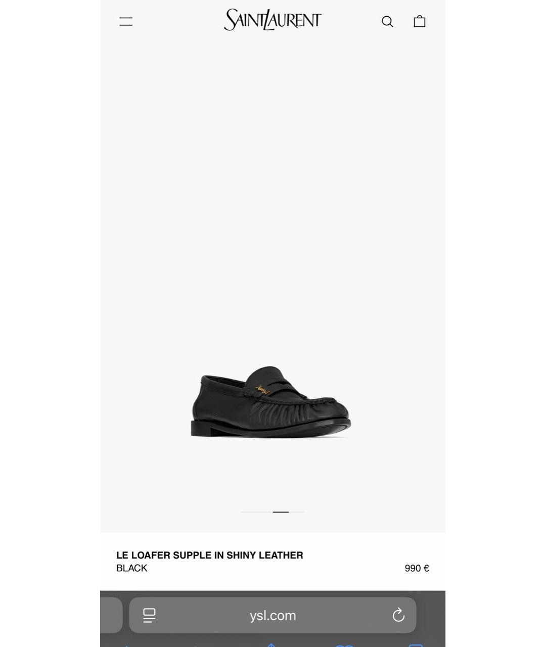 SAINT LAURENT Черные лоферы из лакированной кожи, фото 7