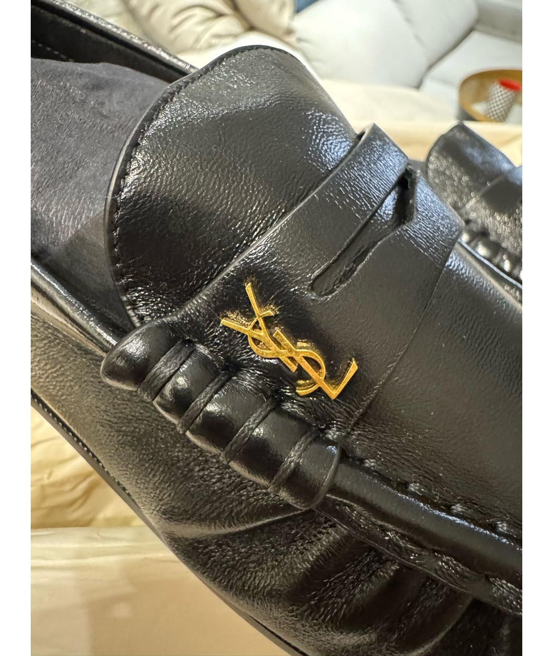 SAINT LAURENT Черные лоферы из лакированной кожи, фото 3