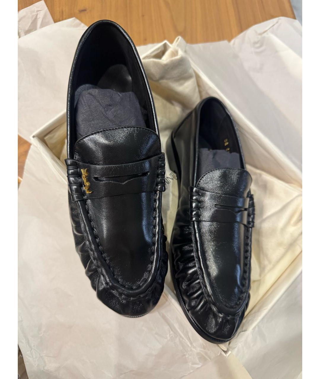 SAINT LAURENT Черные лоферы из лакированной кожи, фото 2