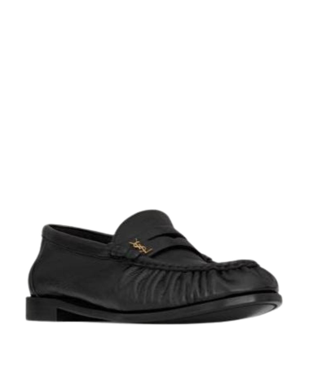 SAINT LAURENT Черные лоферы из лакированной кожи, фото 1