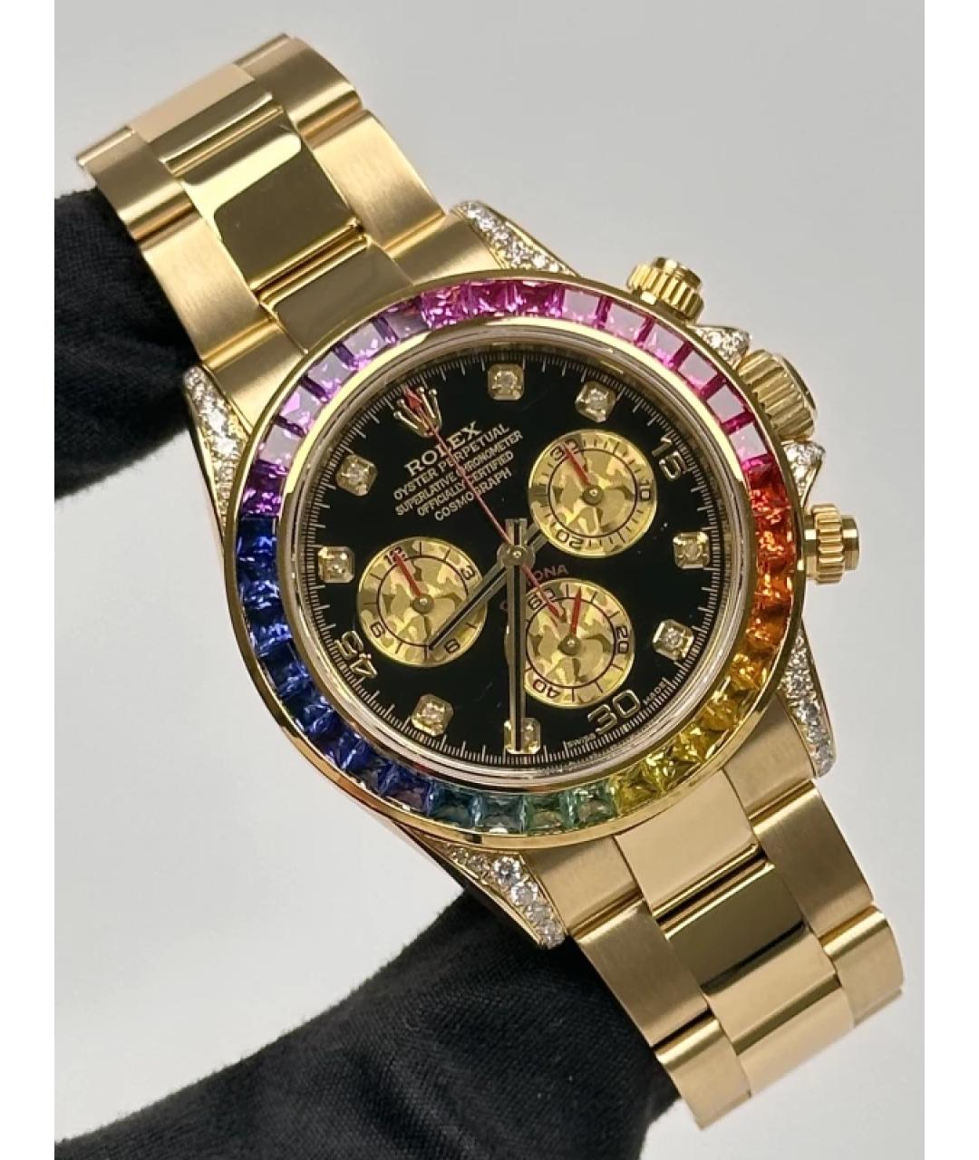 ROLEX Черные часы из желтого золота, фото 3
