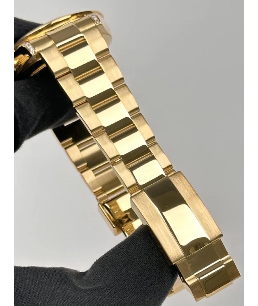 ROLEX Черные часы из желтого золота, фото 6