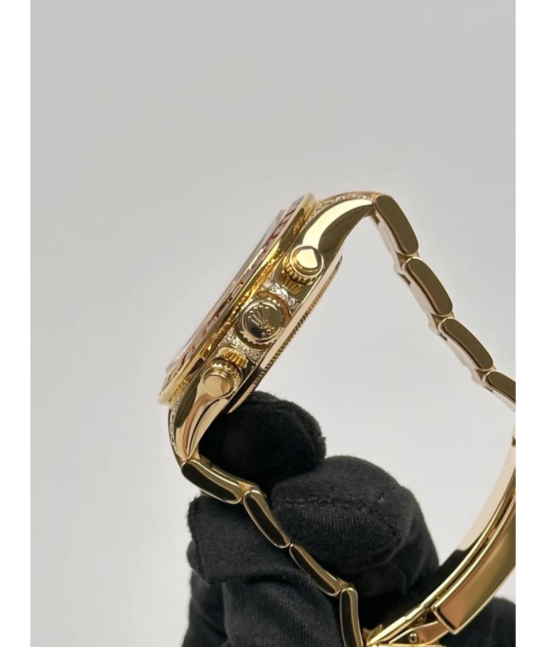 ROLEX Черные часы из желтого золота, фото 5