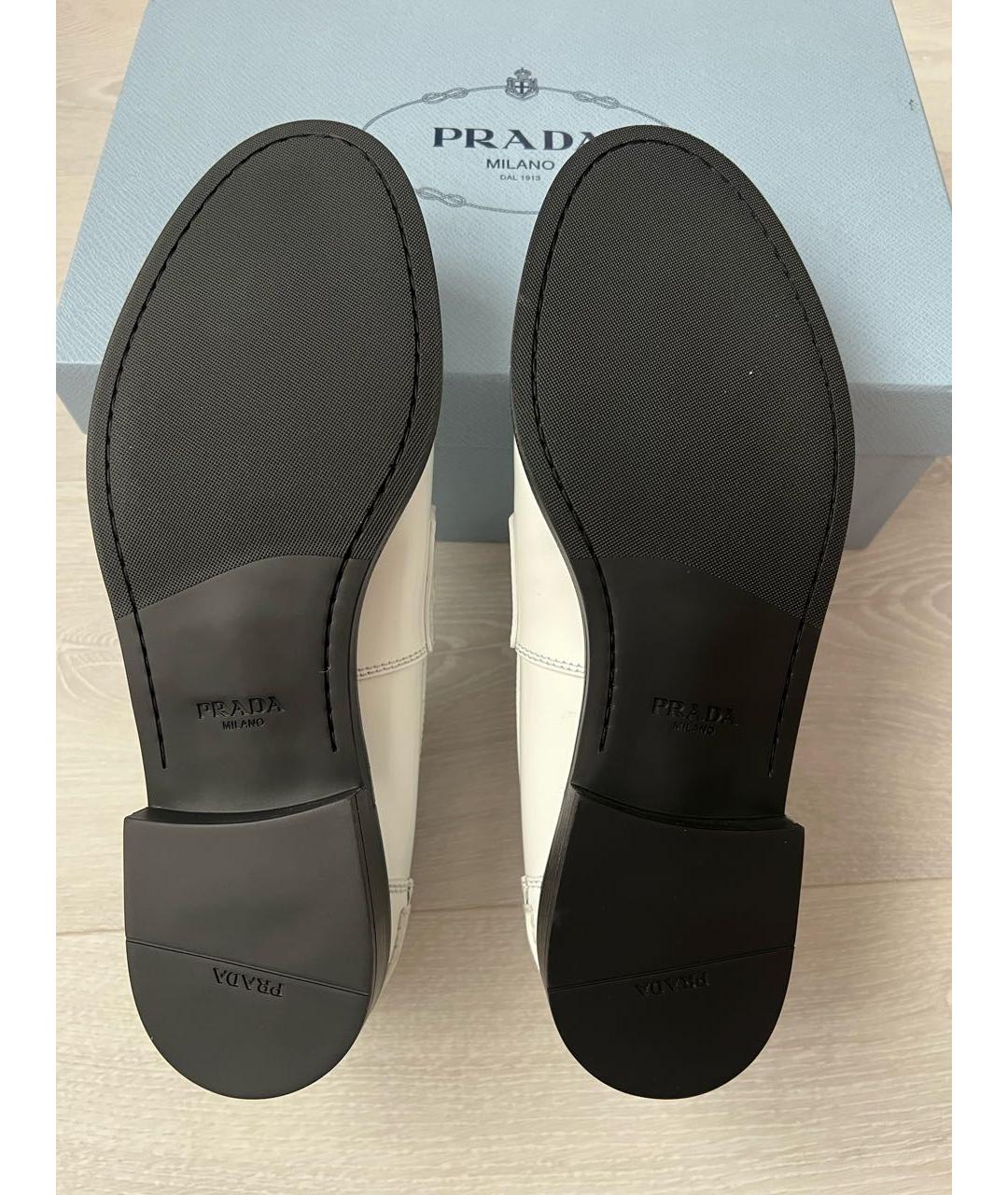 PRADA Белые кожаные лоферы, фото 6
