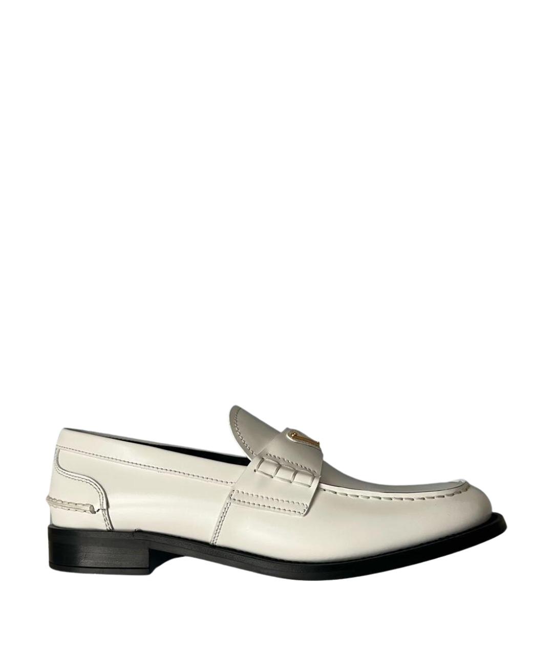 PRADA Белые кожаные лоферы, фото 1