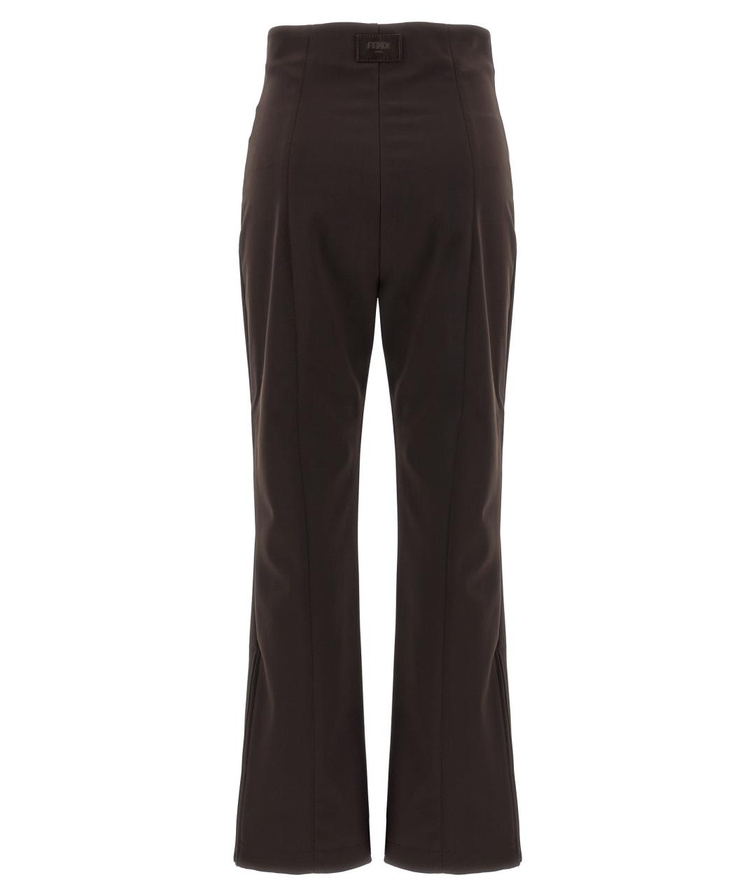 FENDI Коричневые полиамидовые прямые брюки, фото 1