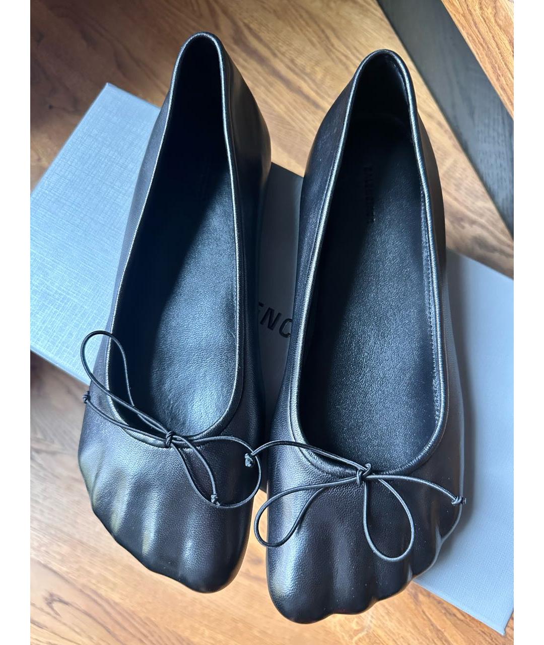 BALENCIAGA Черные кожаные балетки, фото 8