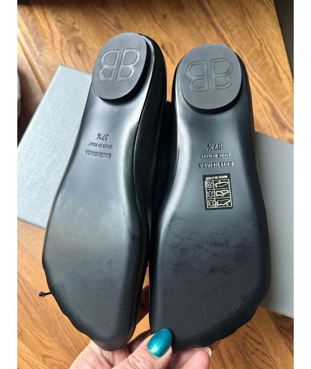 BALENCIAGA Черные кожаные балетки, фото 5