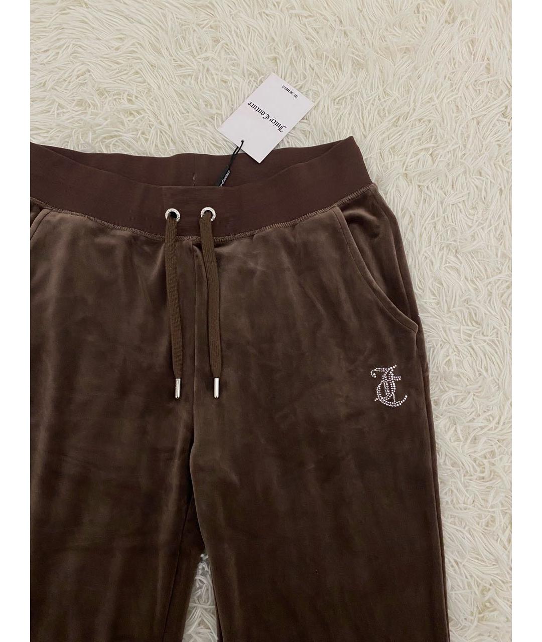 JUICY COUTURE Коричневые велюровые спортивные брюки и шорты, фото 2