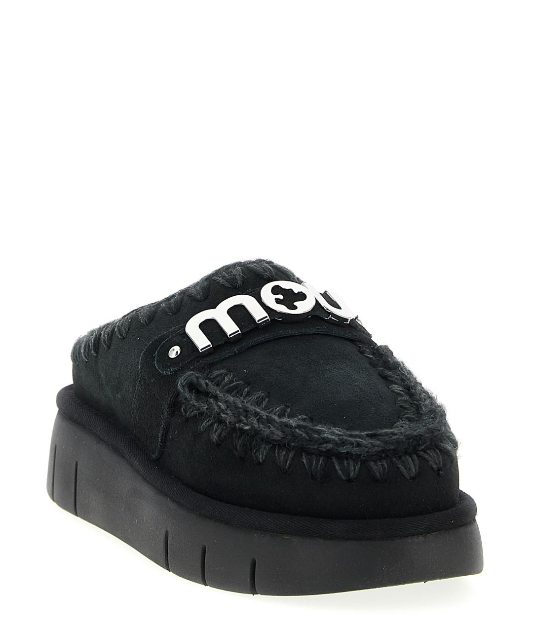 MOU Черные кожаные сабо, фото 2