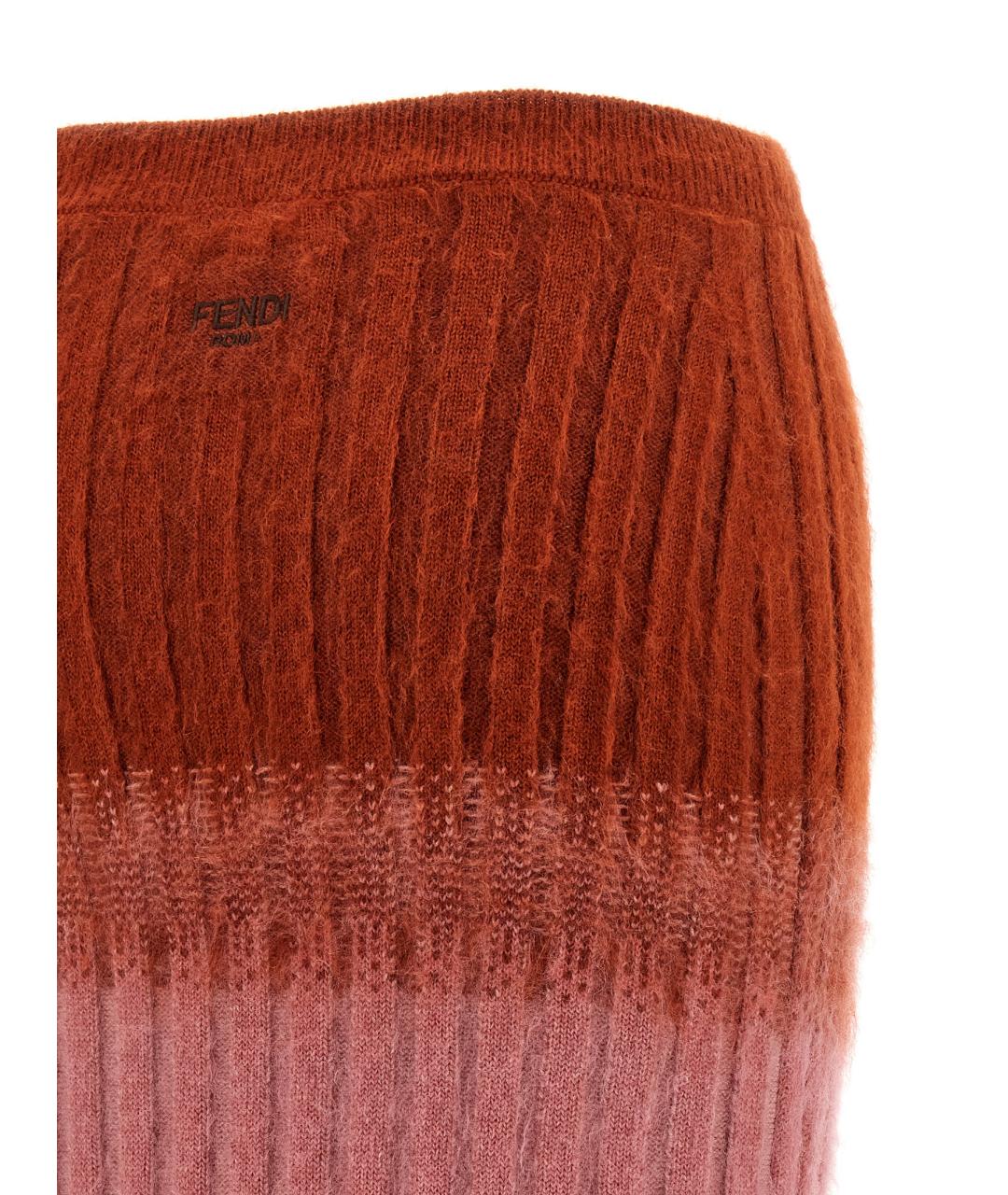 FENDI Мульти шерстяная юбка миди, фото 4