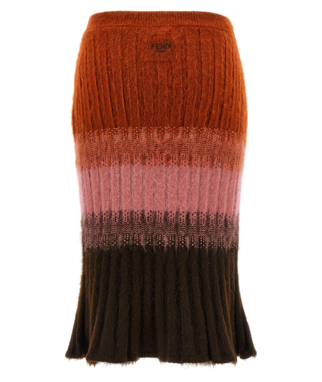 FENDI Мульти шерстяная юбка миди, фото 2