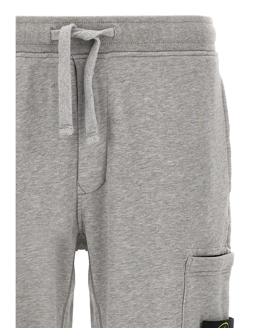 STONE ISLAND Серые хлопковые повседневные брюки, фото 3