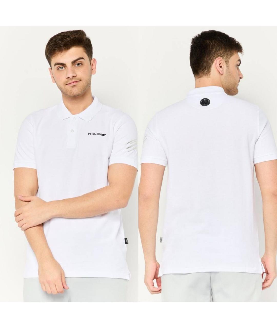 PLEIN SPORT Белое хлопковое поло с коротким рукавом, фото 8