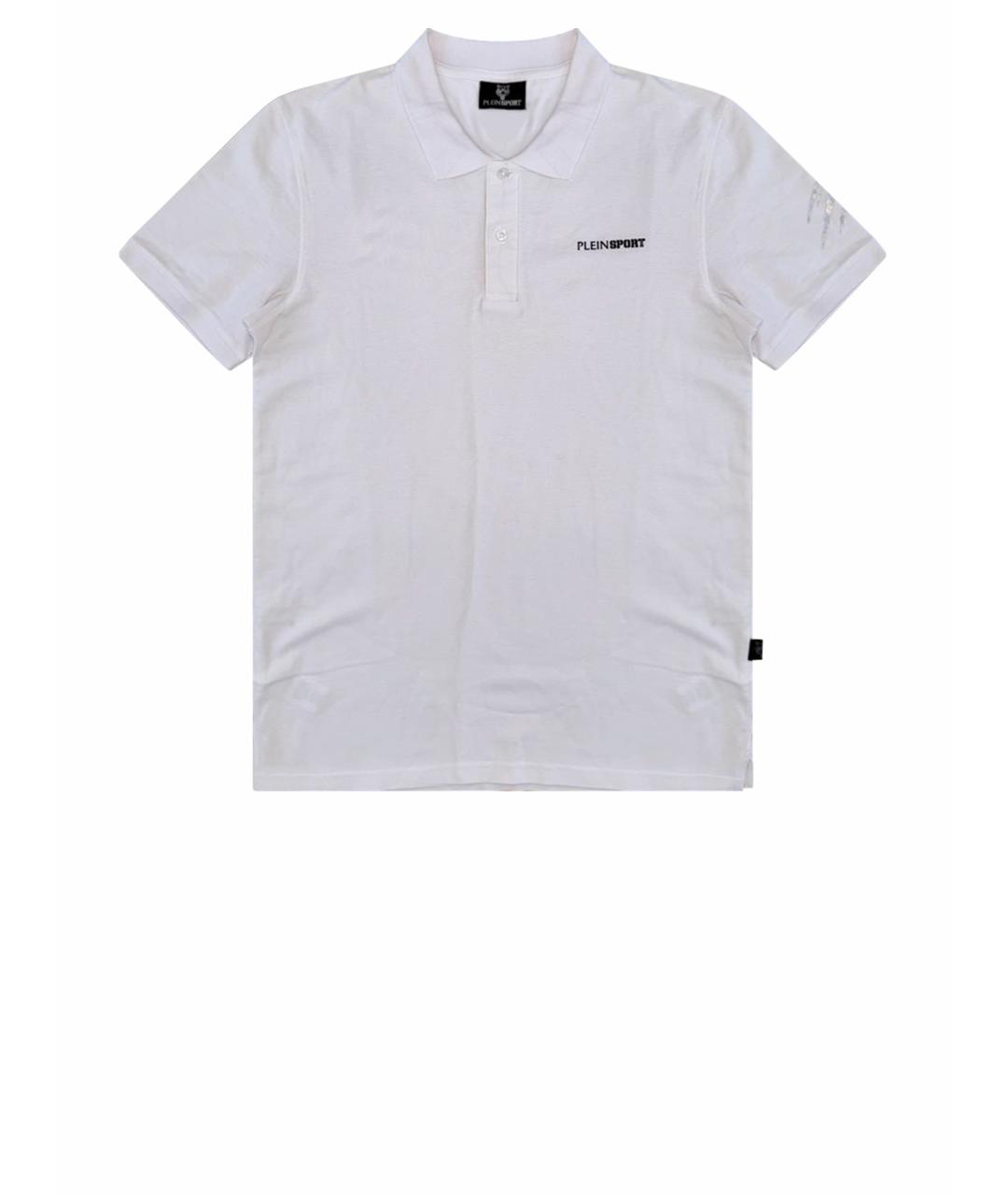 PLEIN SPORT Белое хлопковое поло с коротким рукавом, фото 1