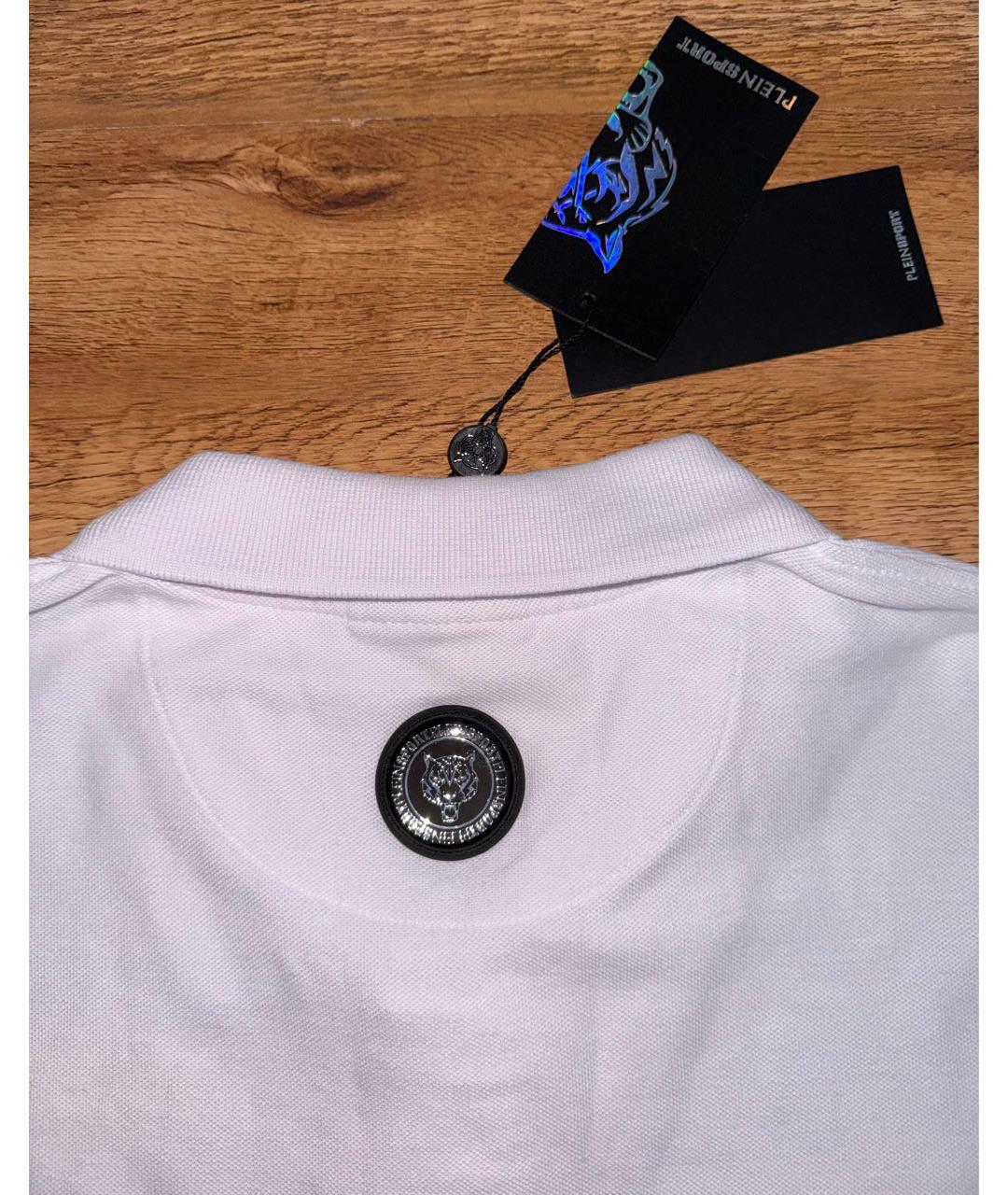 PLEIN SPORT Белое хлопковое поло с коротким рукавом, фото 5