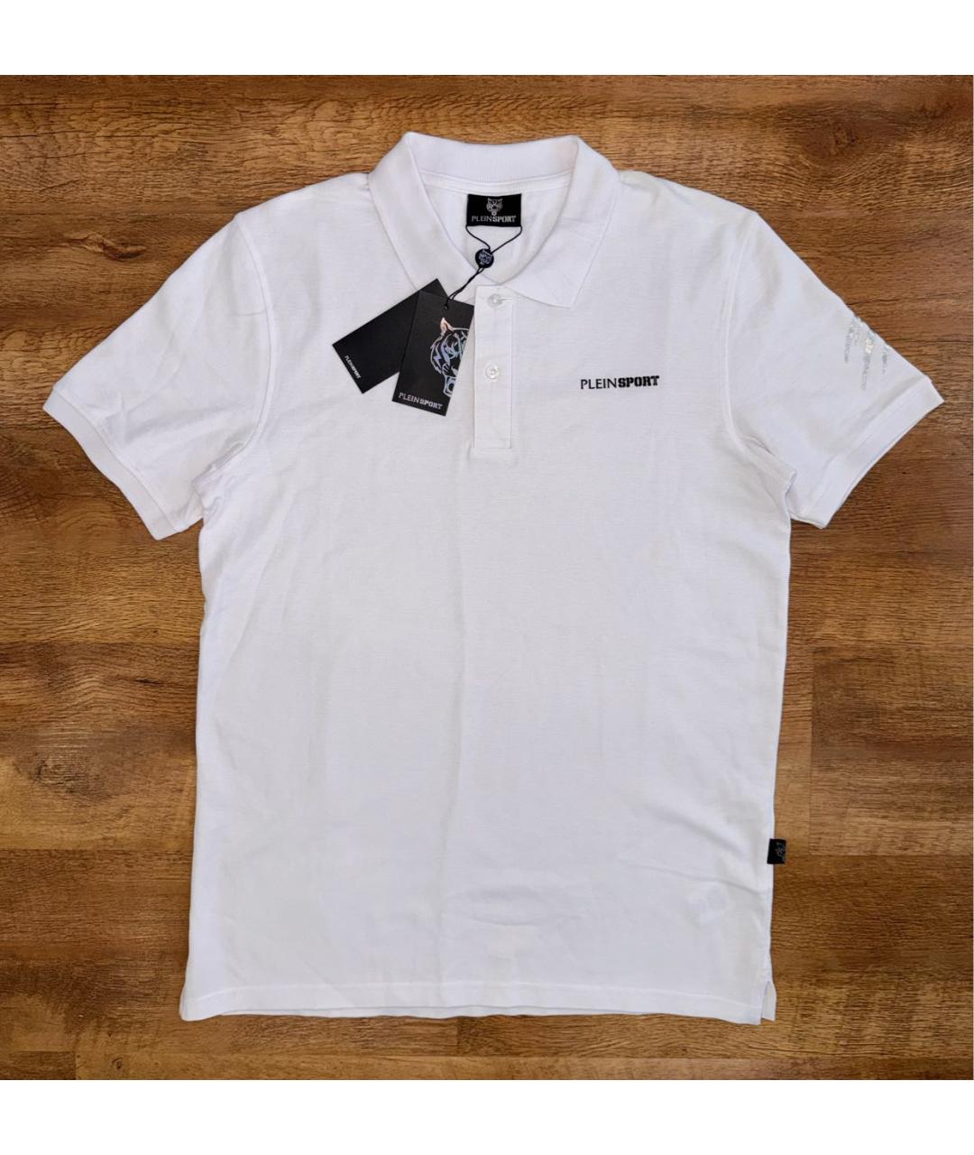 PLEIN SPORT Белое хлопковое поло с коротким рукавом, фото 4