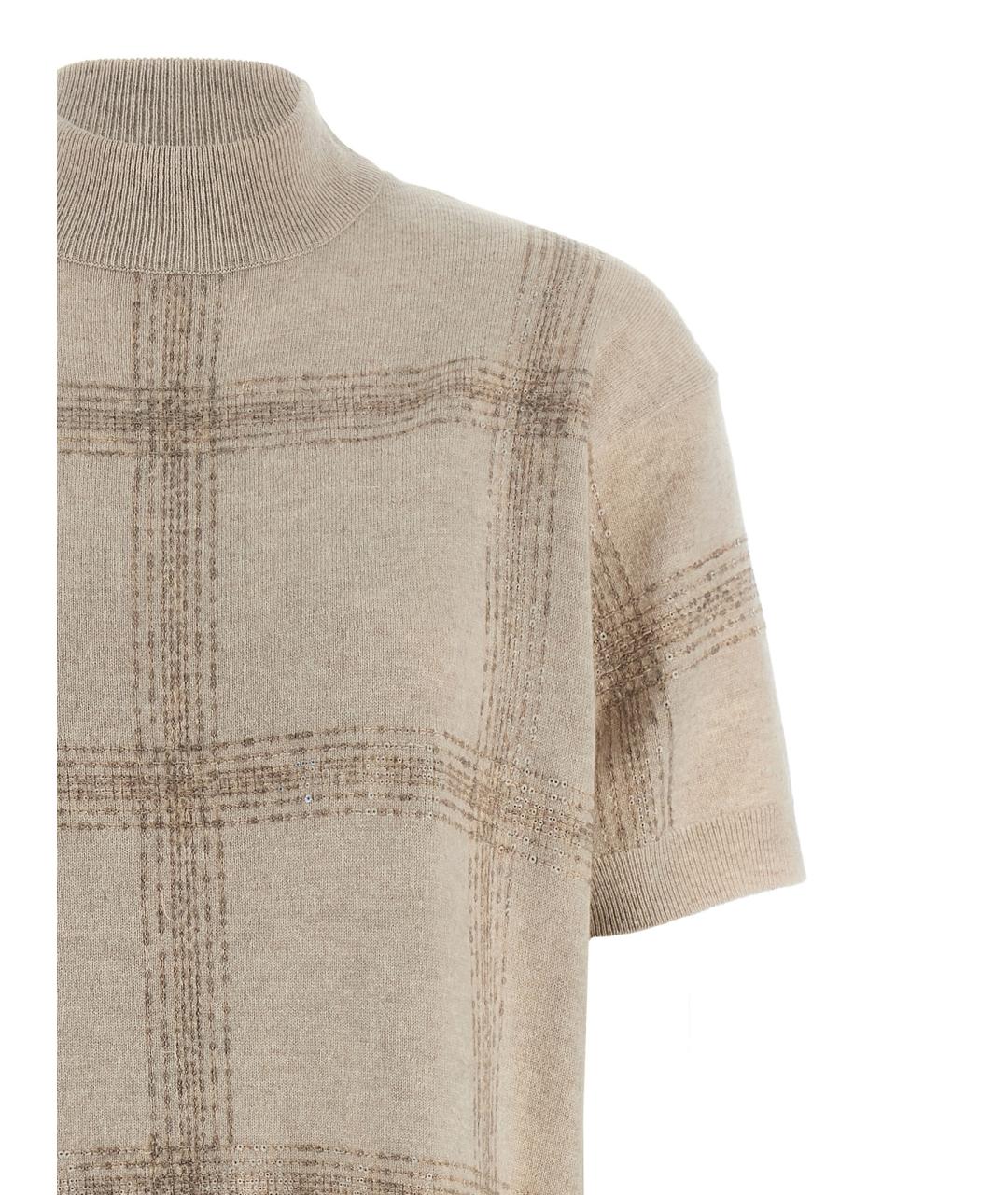 BRUNELLO CUCINELLI Бежевое шерстяное повседневное платье, фото 3