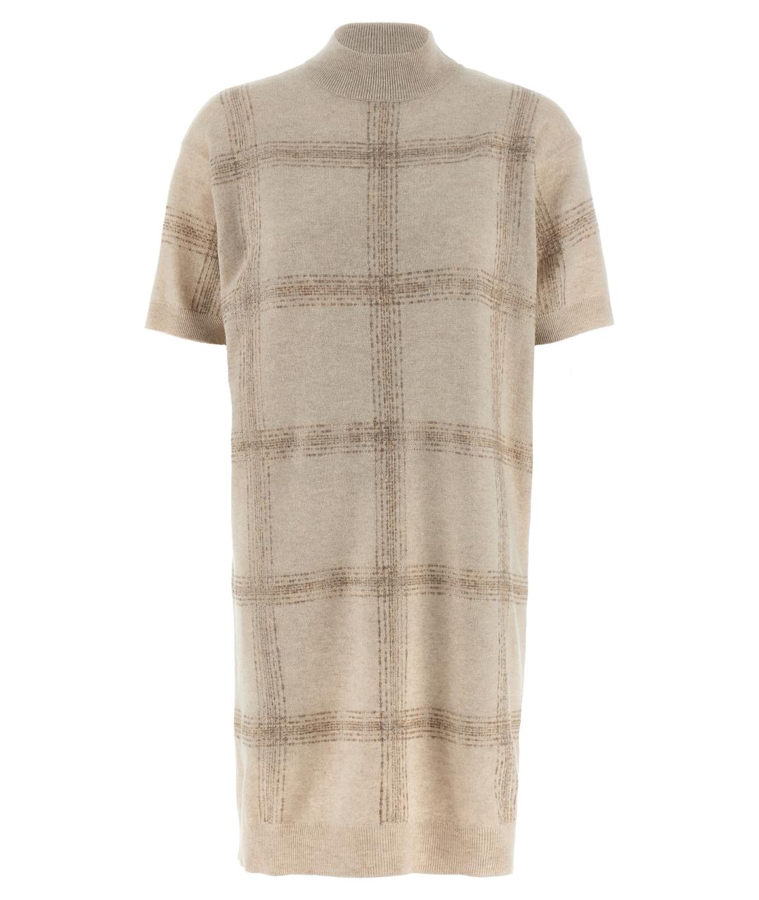 BRUNELLO CUCINELLI Бежевое шерстяное повседневное платье, фото 1