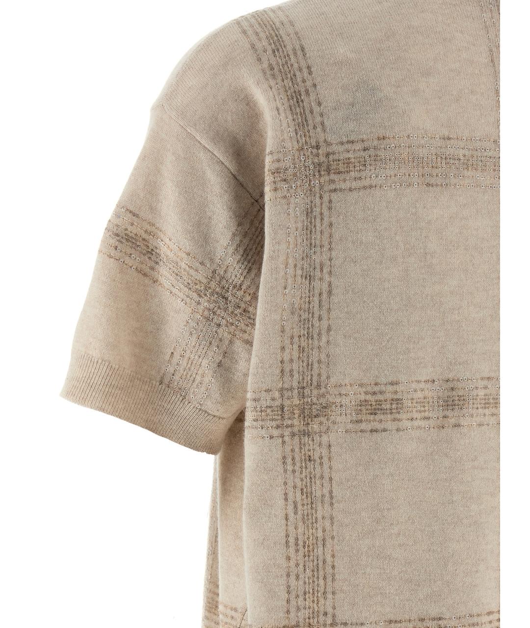 BRUNELLO CUCINELLI Бежевое шерстяное повседневное платье, фото 4