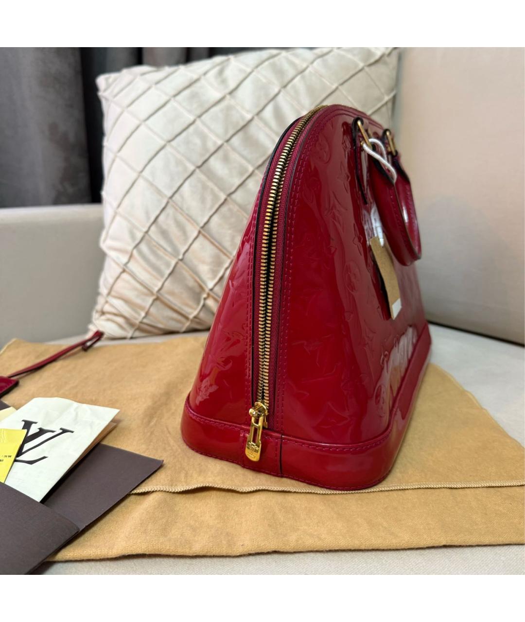 LOUIS VUITTON Бордовая сумка с короткими ручками из лакированной кожи, фото 4