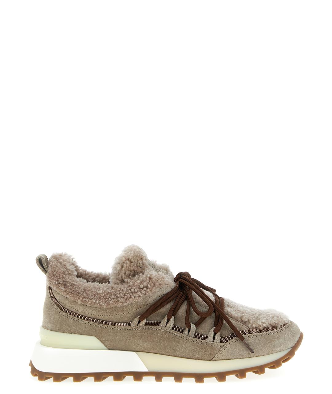 BRUNELLO CUCINELLI Бежевые замшевые кроссовки, фото 1