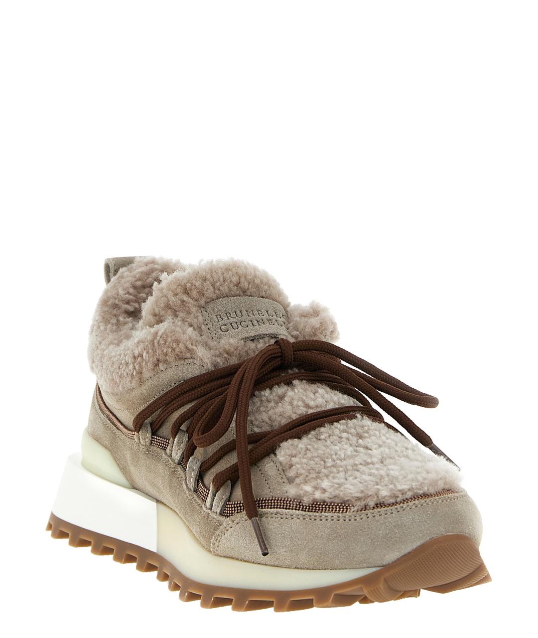 BRUNELLO CUCINELLI Бежевые замшевые кроссовки, фото 2
