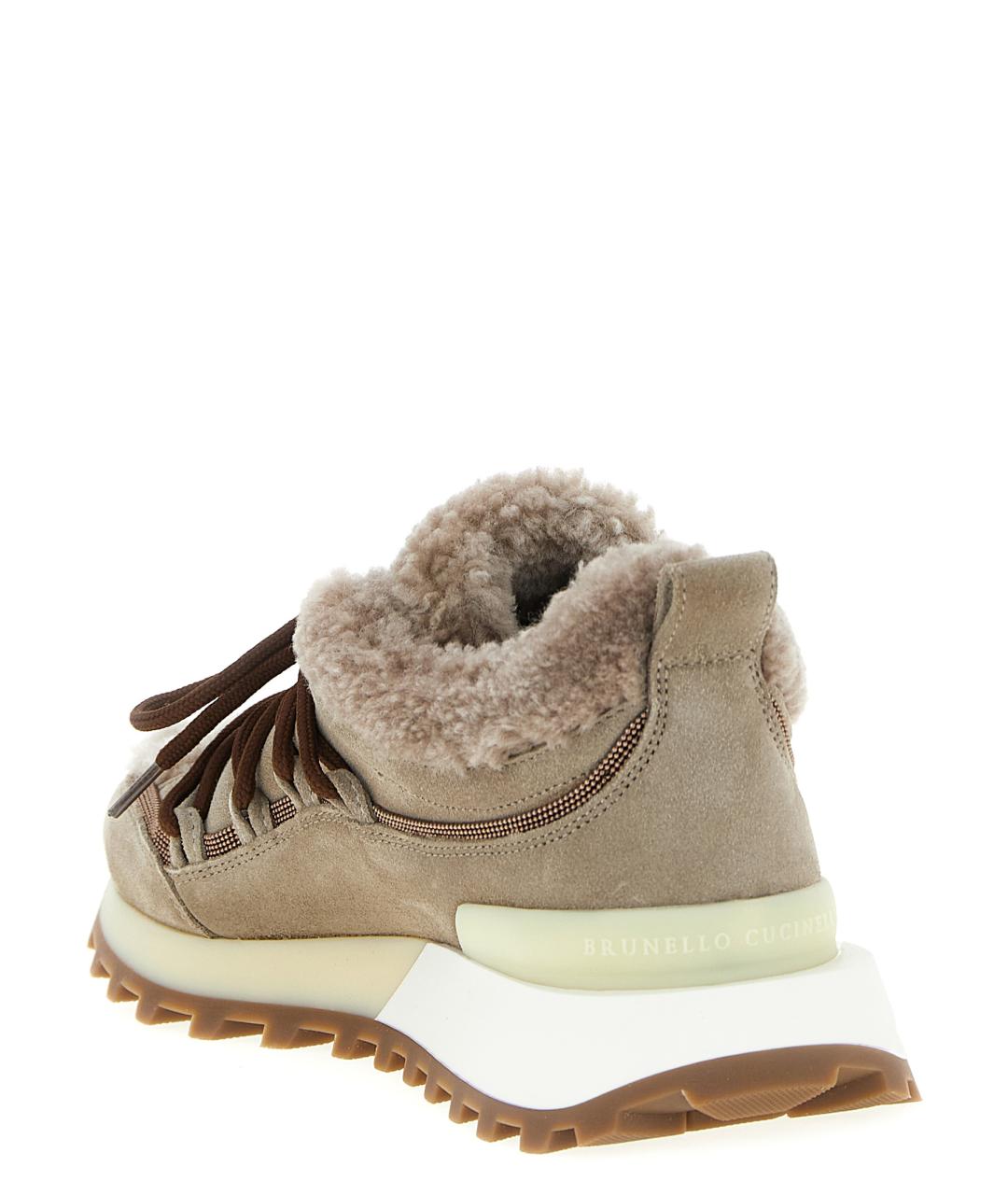 BRUNELLO CUCINELLI Бежевые замшевые кроссовки, фото 3