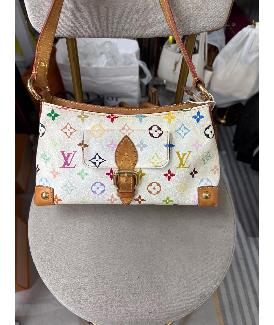 LOUIS VUITTON Белая сумка с короткими ручками из искусственной кожи, фото 7