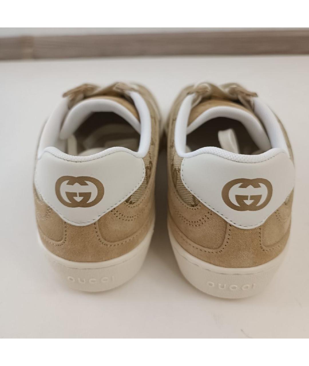 GUCCI Бежевые текстильные кеды, фото 5