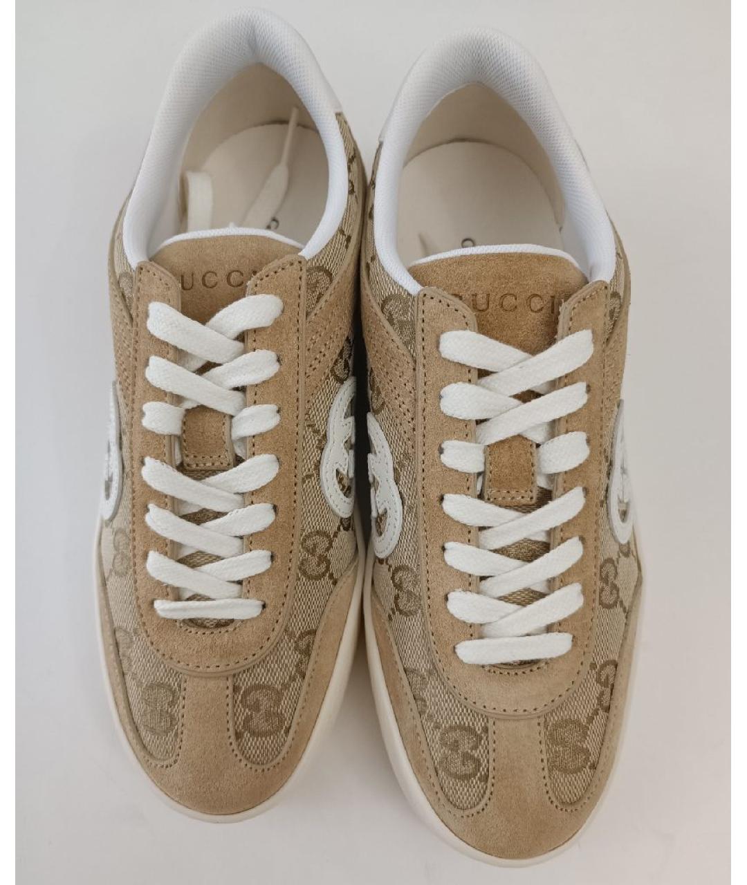 GUCCI Бежевые текстильные кеды, фото 4