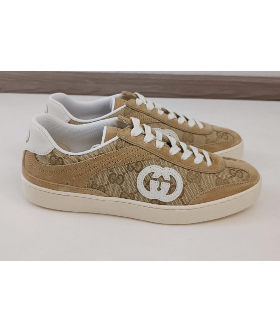 GUCCI Бежевые текстильные кеды, фото 6