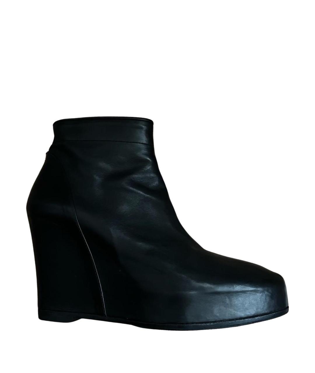 ANN DEMEULEMEESTER Черные кожаные ботильоны, фото 1